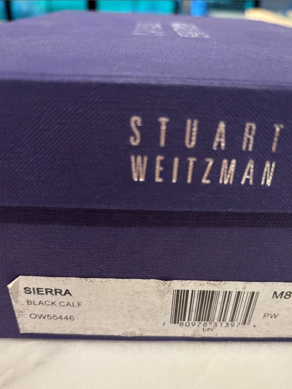 Stuart Weitzman Black Calf Sierra Shoe Box with Silver Logo